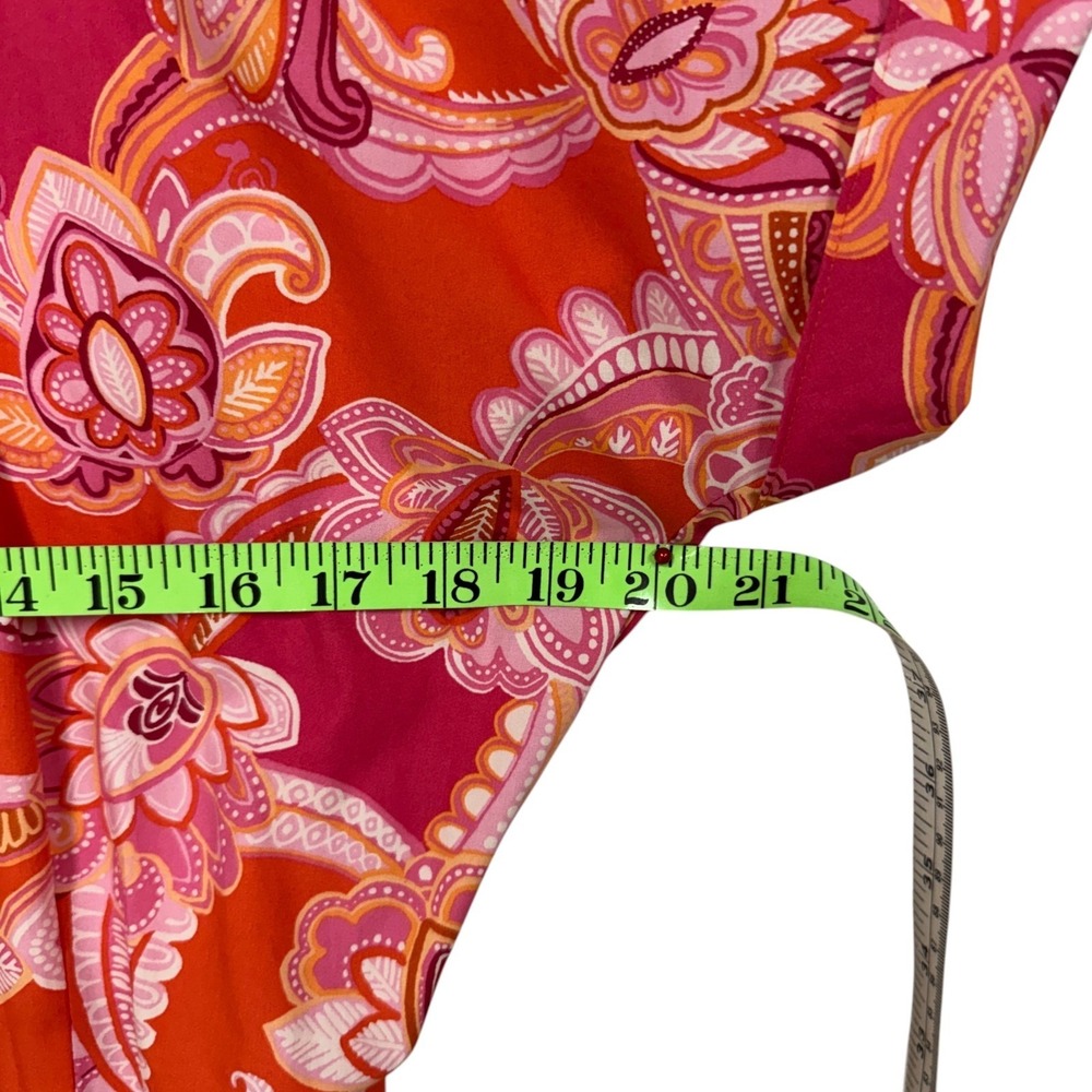 Talbots Sutton Shirt Dress, Sz 8, Pink & Orange Paisley Cotton Belted Pockets - Picture 10 of 13